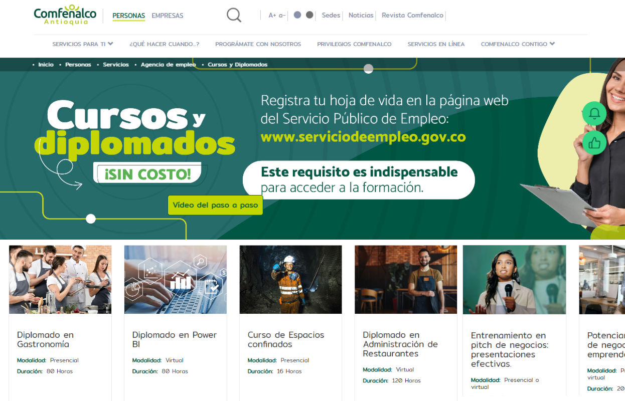 cursos y diplomados comfenalco