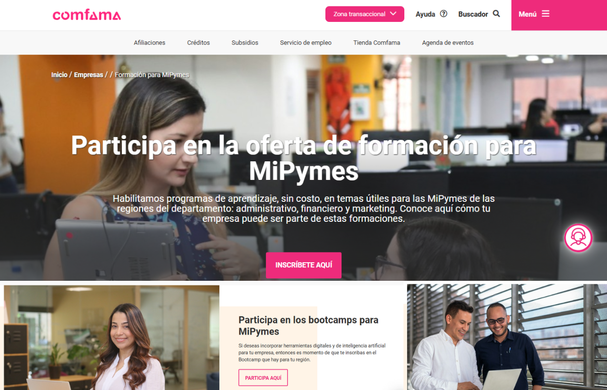 formación para mipymes comfama